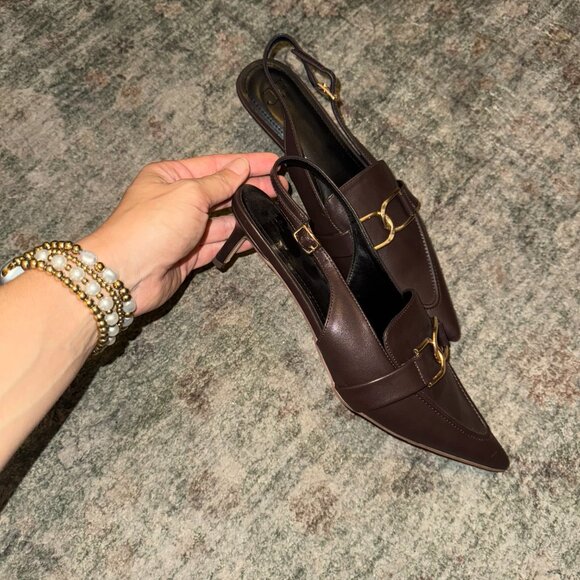 Brown Kitten Sling Back Heel - Picture 2 of 5